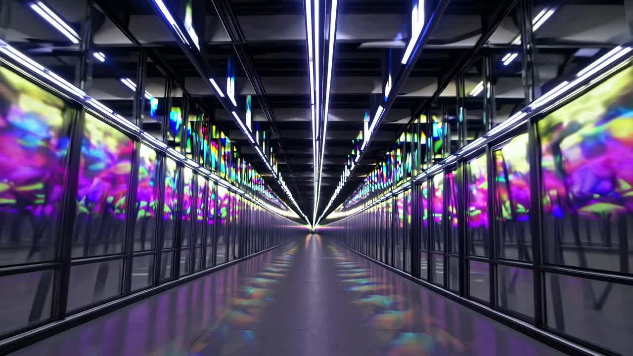 Futuristic Tunnel with Abstract Reflections