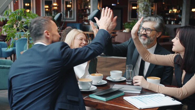 Business Meeting in a Cafe