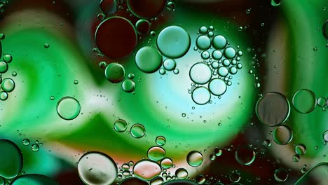 abstract colorful food oil drops bubbles and spheres flowing