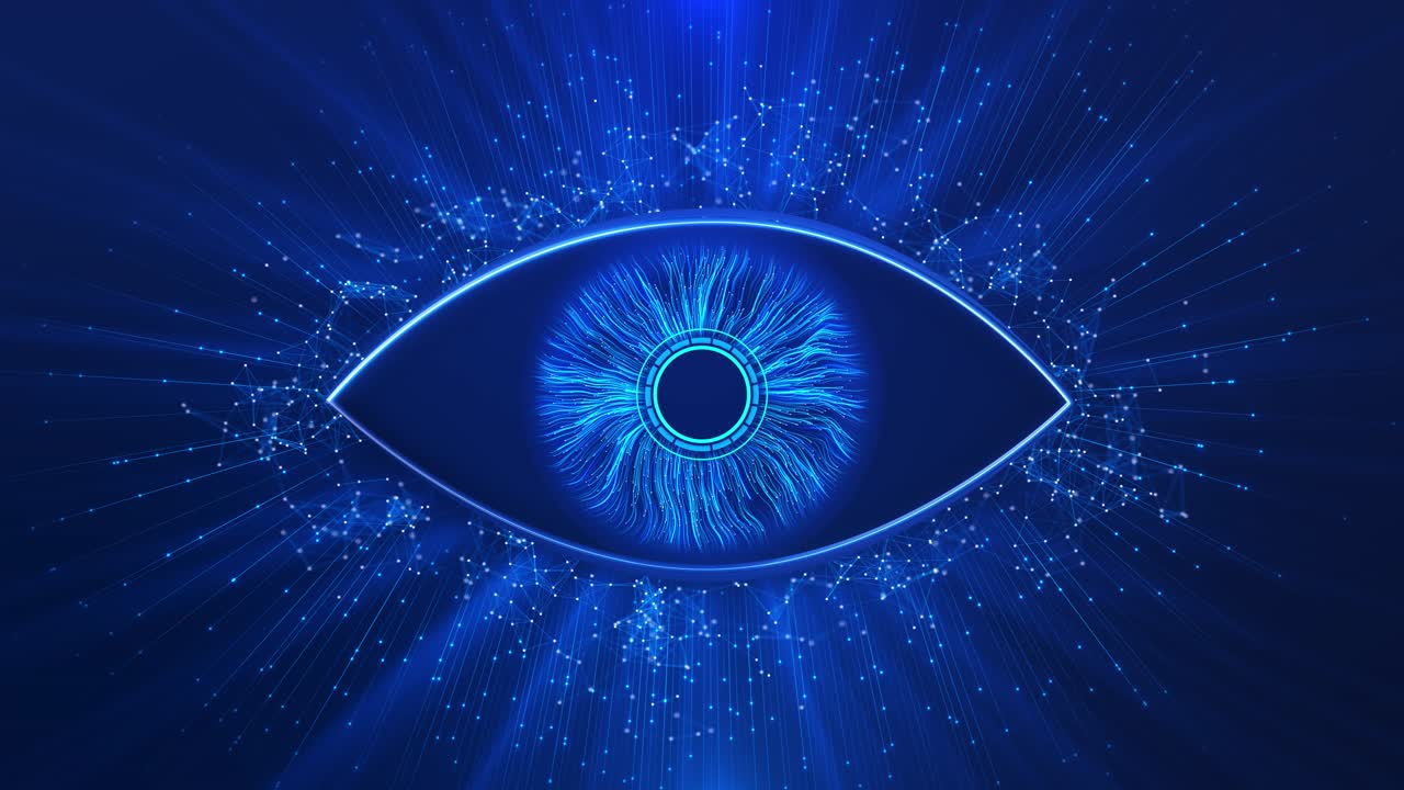 Digital artificial intelligence binary digital eye technology cyber eye hud elements animation