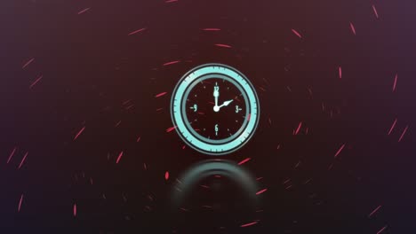animación del reloj moviéndose sobre un fondo púrpura