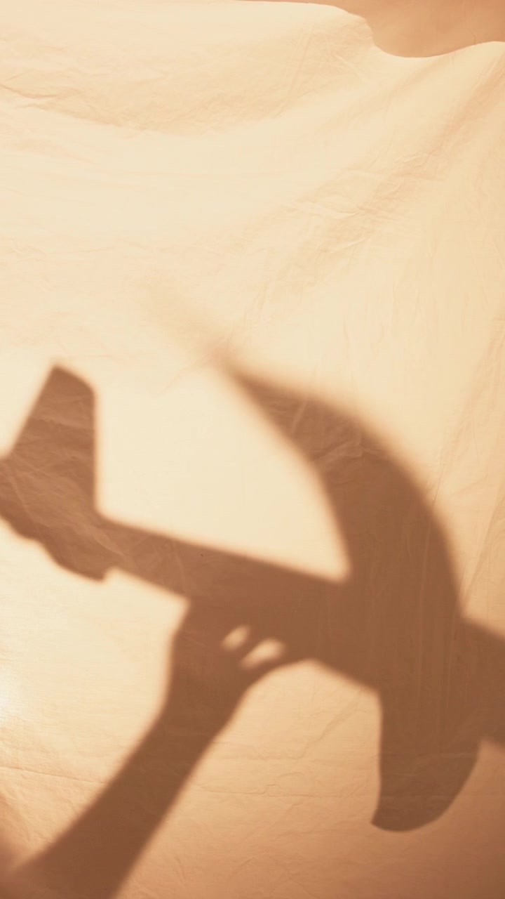 Shadow of a Toy Airplane Being Flown Against a Fabric Background