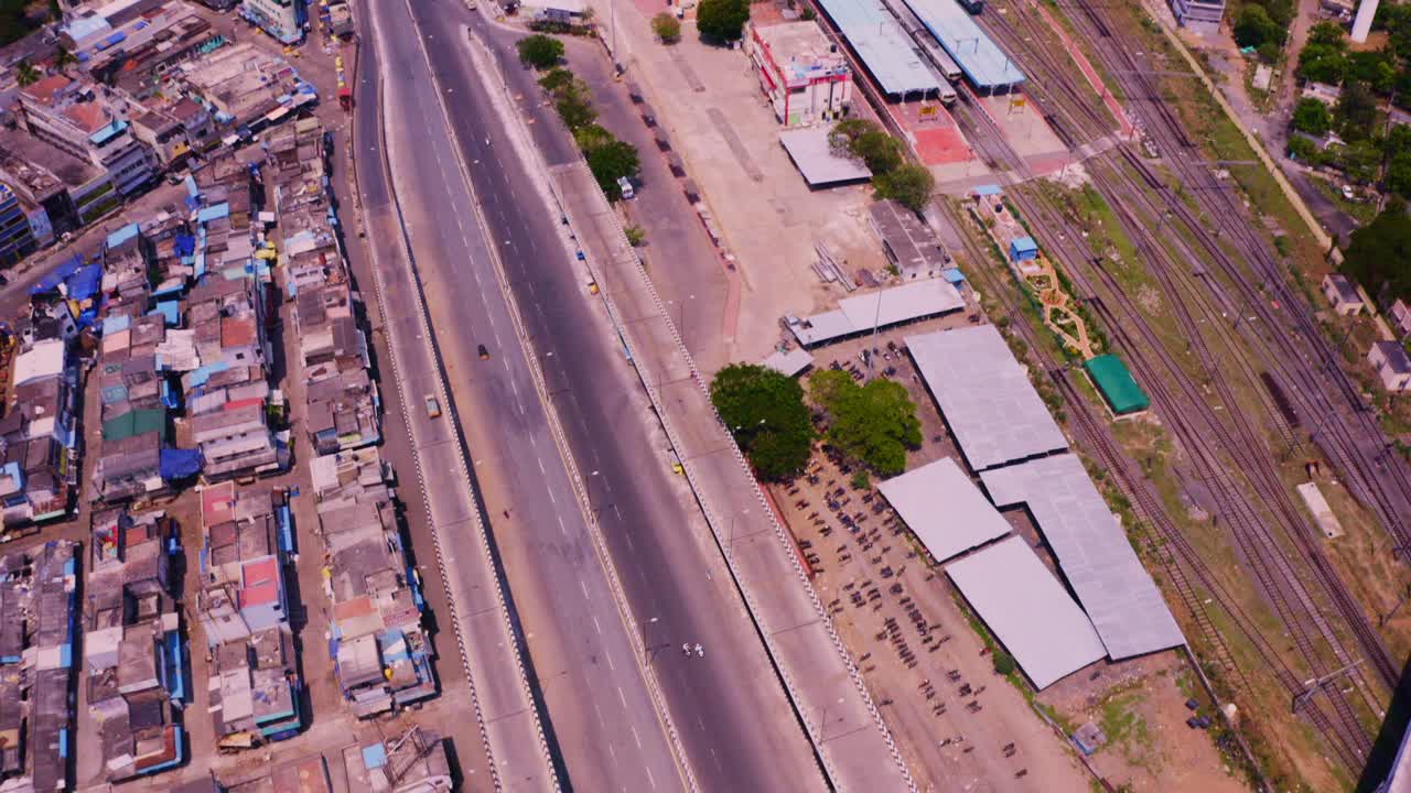 Aerial View of a Busy City Intersection in India