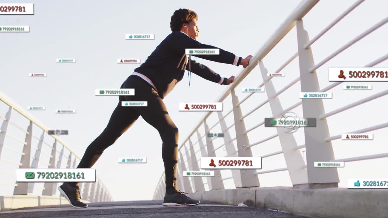 아프리카계 미국인 남자 스트레칭에 대한 미디어 아이콘의 애니메이션.