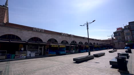 eminonu square from istanbul at covid-19 pandemic curfew.