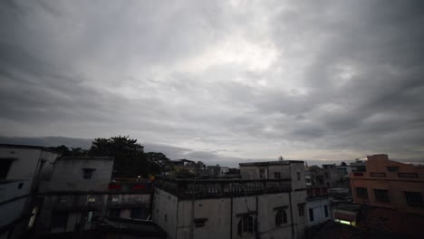 Dark-clouds-over-small-town-in-India-or-Asia