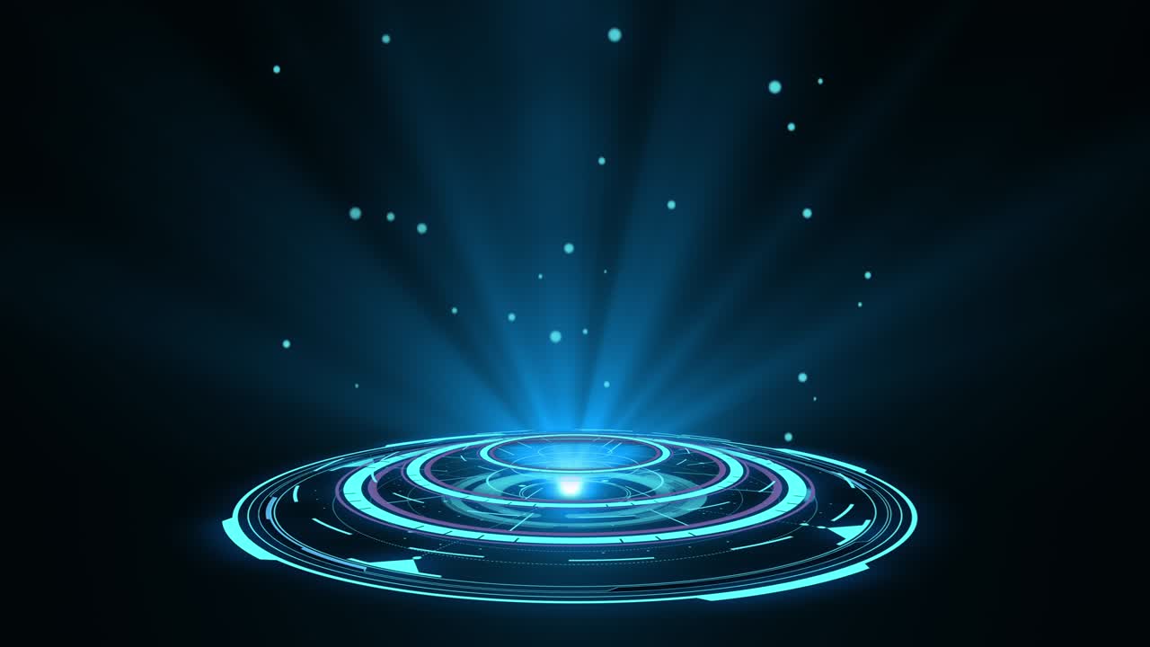 둥근 푸른 홀로그램 hud 디자인 애니메이션, 디지털 기술 개념, 방사선 그래프 시각화, 하이테크 대시보드, 미래 인터페이스, 현대 디스플레이, 가상 데이터