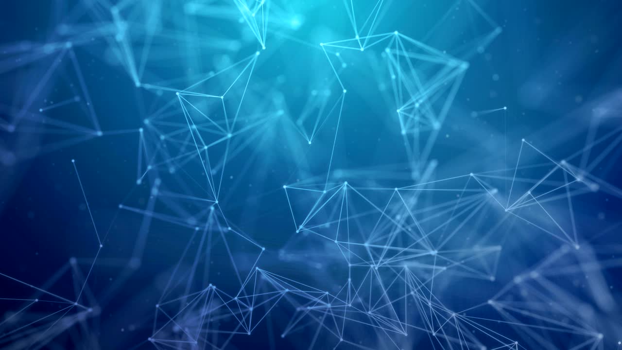 Abstract Futuristic Geometric Plexus Digital network of dot and white lines, dots, Triangles and node. Computer Network Single Line, Data, Big Data, Connection Technology Seamless Loop Background