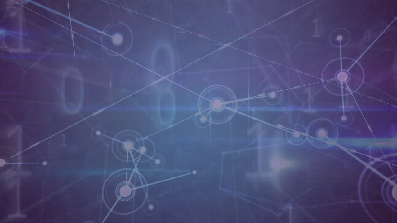 animación de la red de conexiones y código binario sobre fondo naval