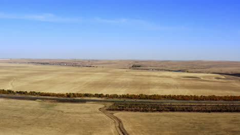 autumn aerial view of rural landscape and farmland