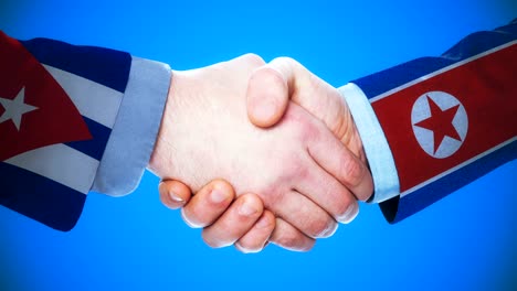 cuba - north korea / handshake concept animation about countries and politics / with matte channel