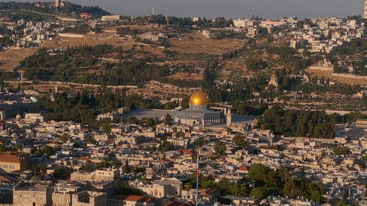 mezquita de al-aqsa en la hora de oro, aérea