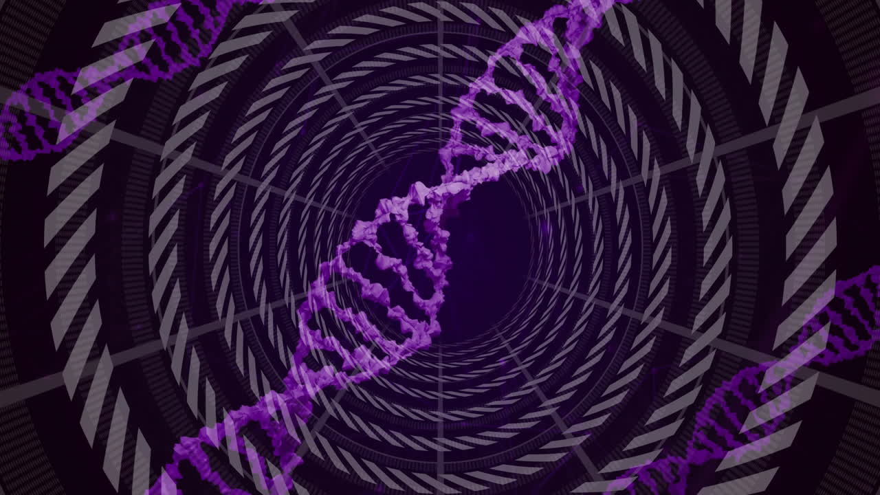 animación de círculos giratorios sobre el giro de la cadena de adn