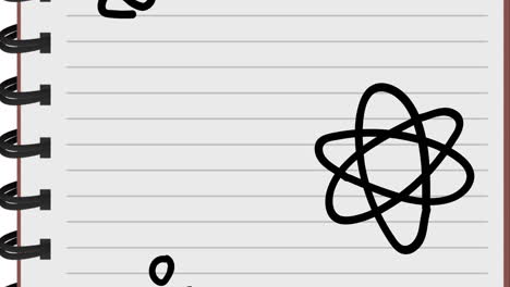 animación de iconos de artículos escolares sobre un fondo blanco