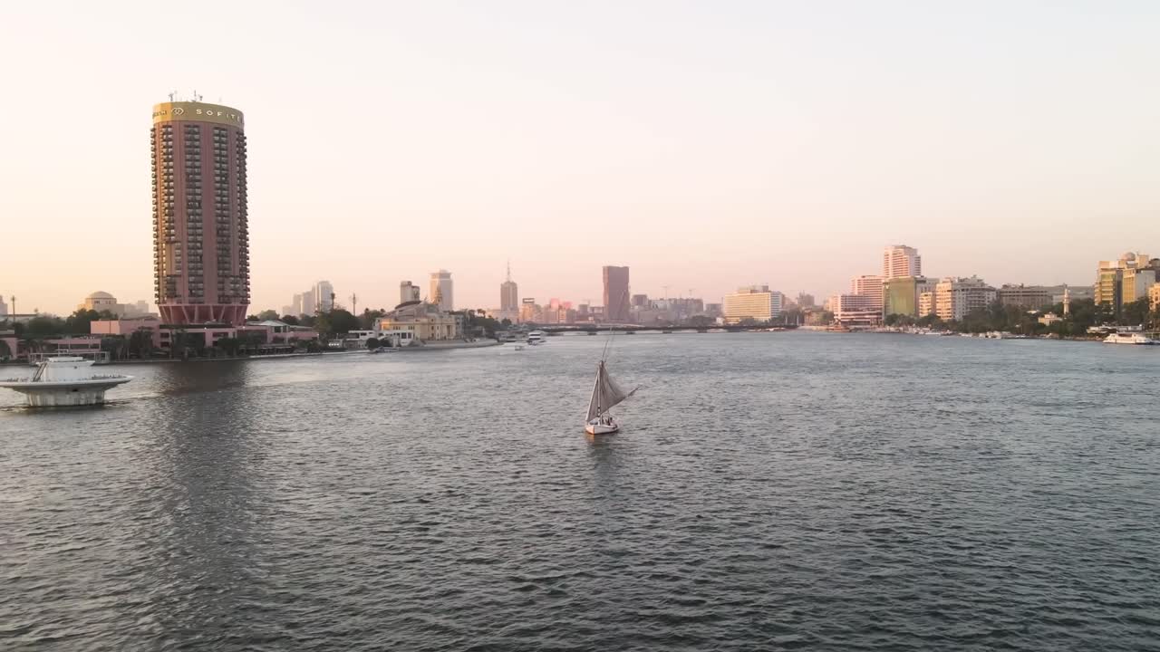 Felucca Sailing on the Nile River in Cairo, Egypt