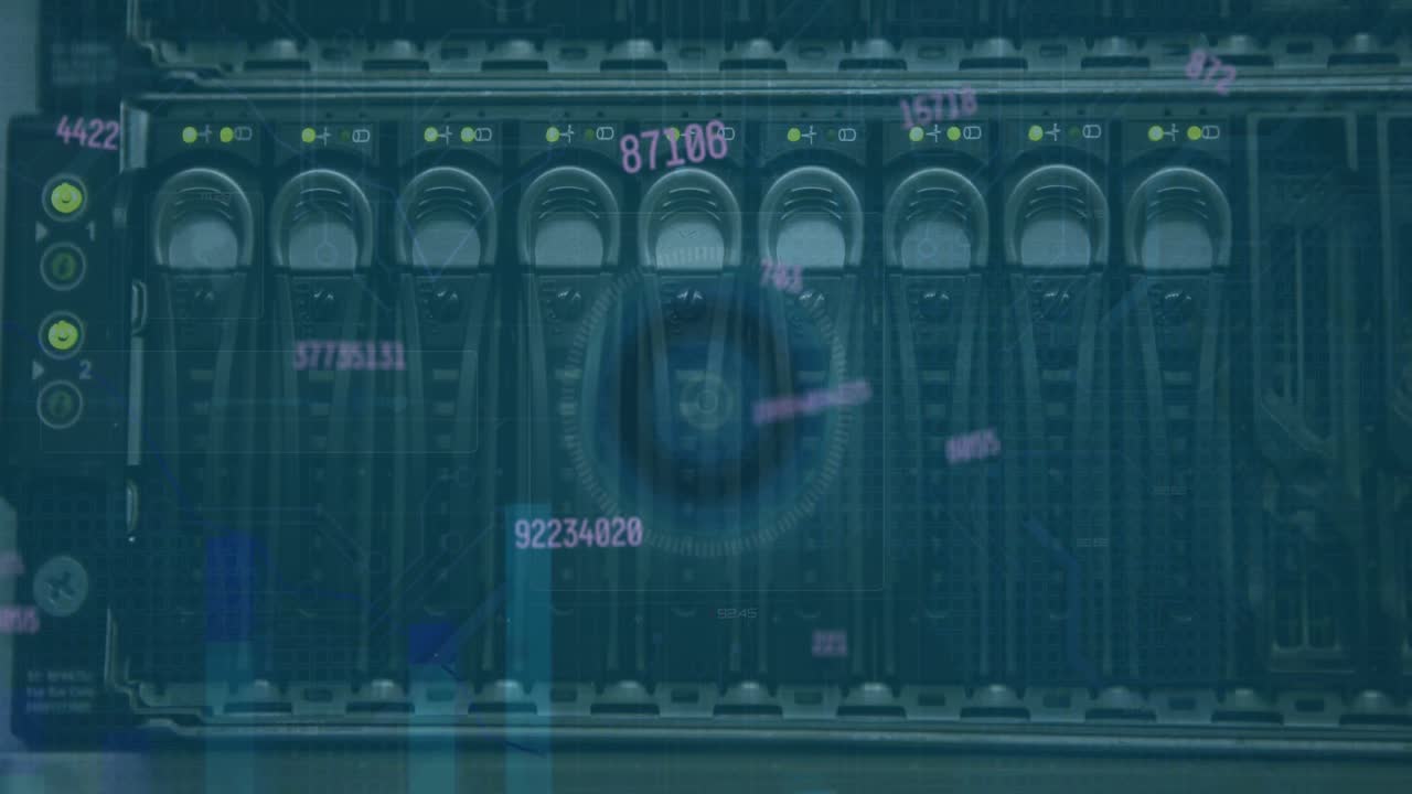 animación del procesamiento de datos en la sala de servidores