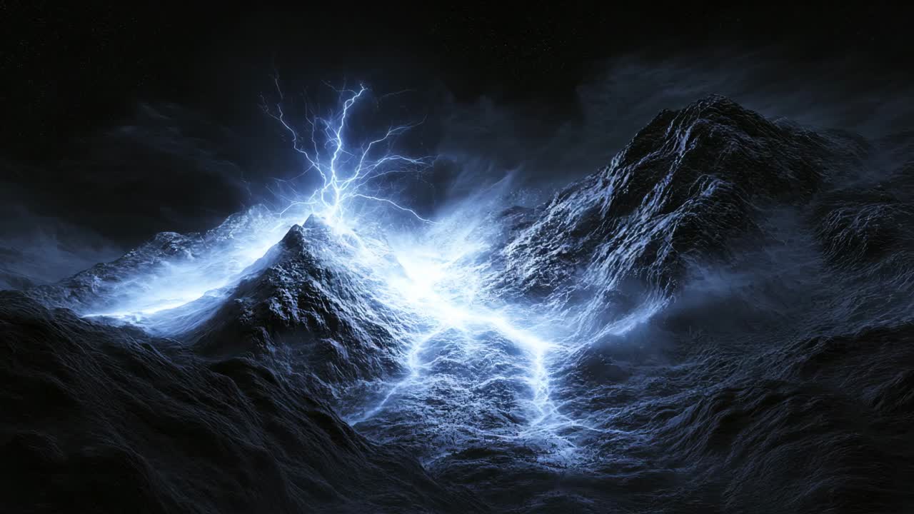 Nighttime Mountain Lightning Storm