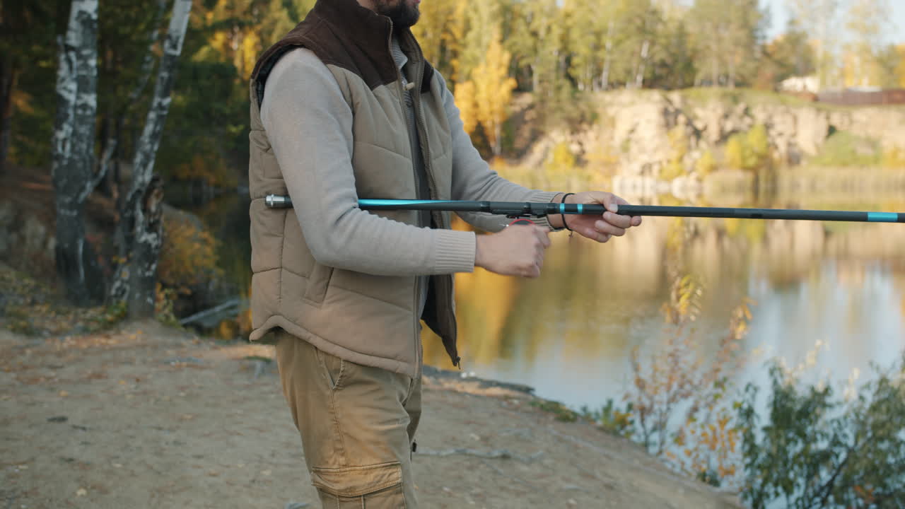 Man Fishing in Autumn