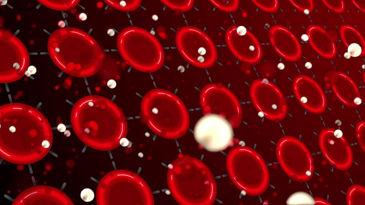 어두운 빨간 바탕에 분홍색 빨간색 위의 점들의 애니메이션