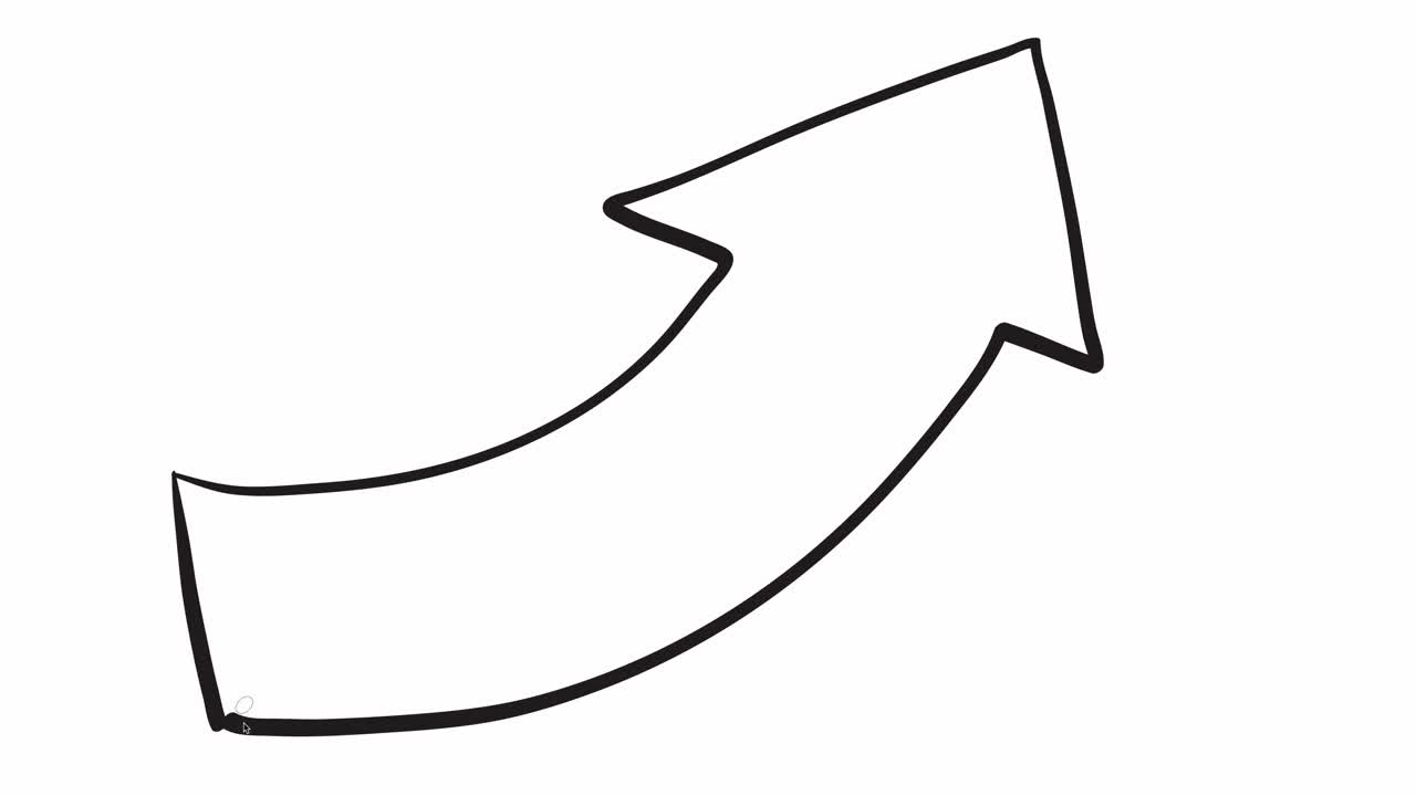 A black arrow dynamically forms in a smooth, sketch-like animation, emphasizing growth and direction on a white background