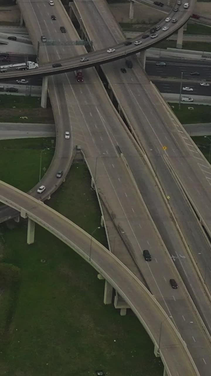View of Dallas downtown with highways intersecting in Texas