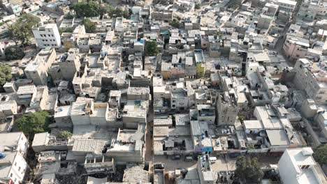 saddar bazaar neighbourhood in karachi, drone shot