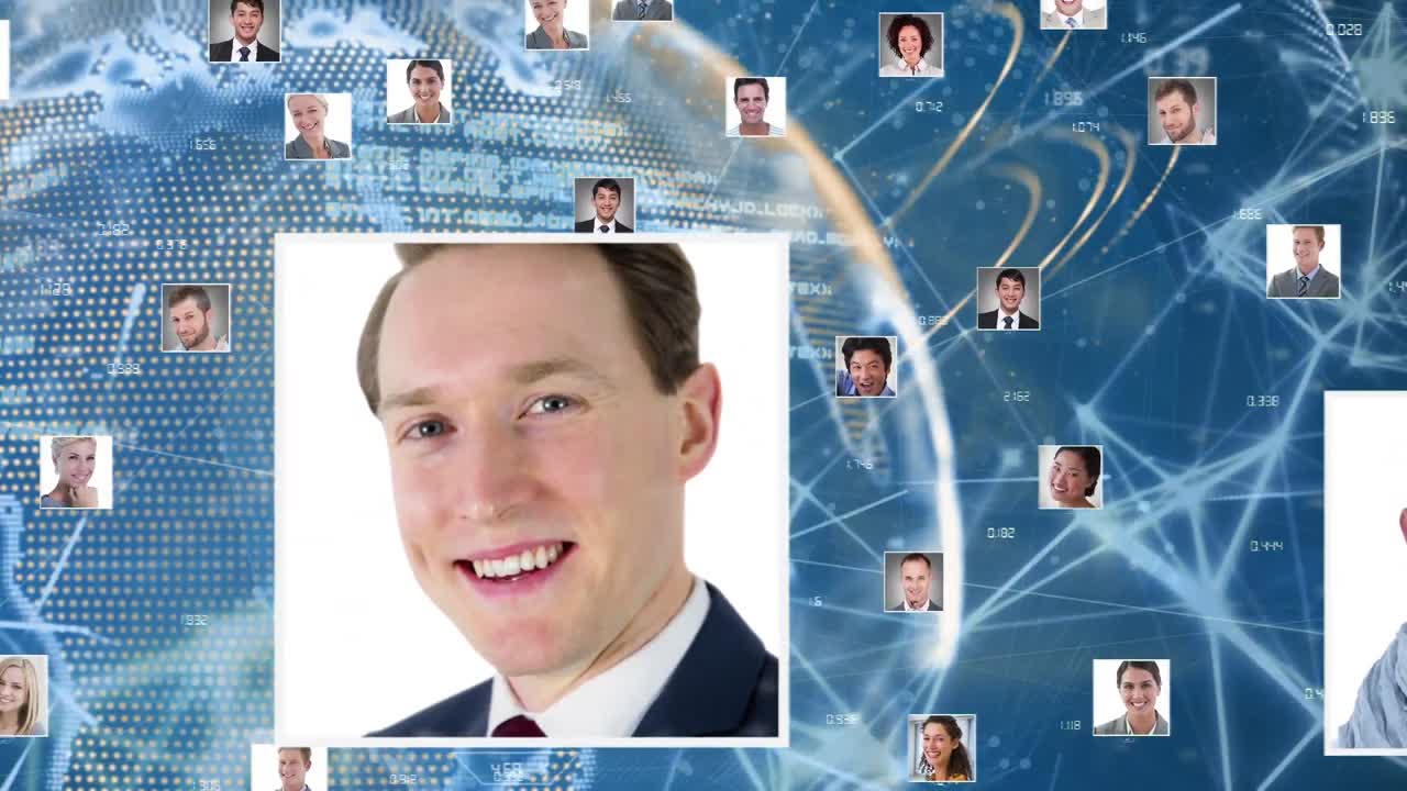 анимация значков людей на синем фоне