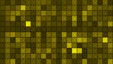 background of squares flashing golden colors. motion. beautiful bright background with yellow flashing squares. mosaic background of flashing squares