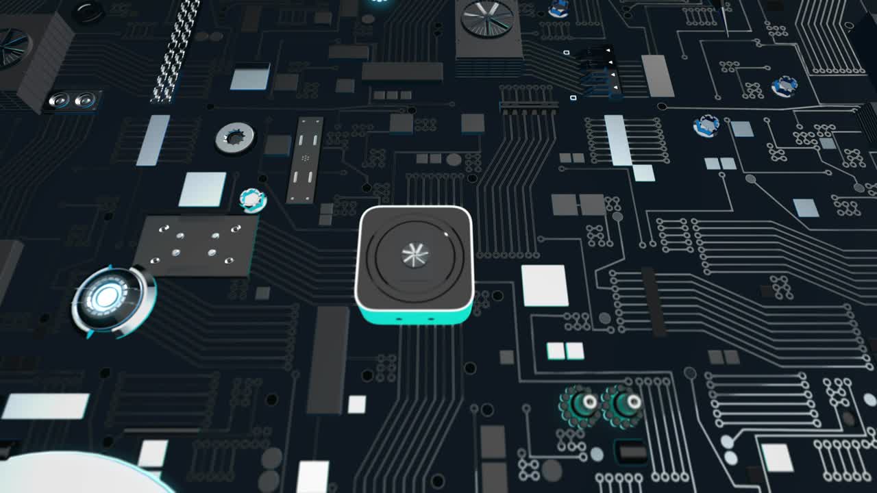Bluish Metallic Futuristic Circuit Board with Security Icon
