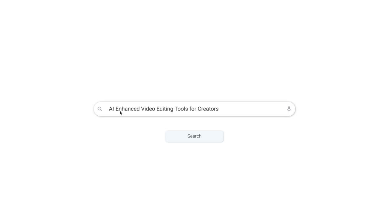Typing 'AI-Enhanced Video Editing Tools for Creators' into a Search Bar