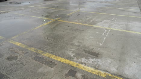 estacionamiento húmedo con líneas amarillas