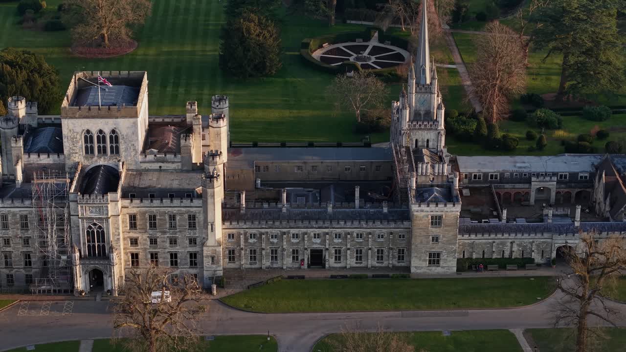 Majestic Ashridge House in Hertfordshire, aerial view, historic elegance