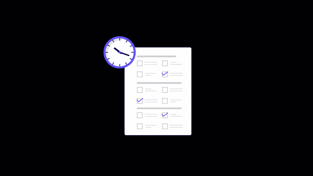 Animated Checklist Completion with Ticking Clock