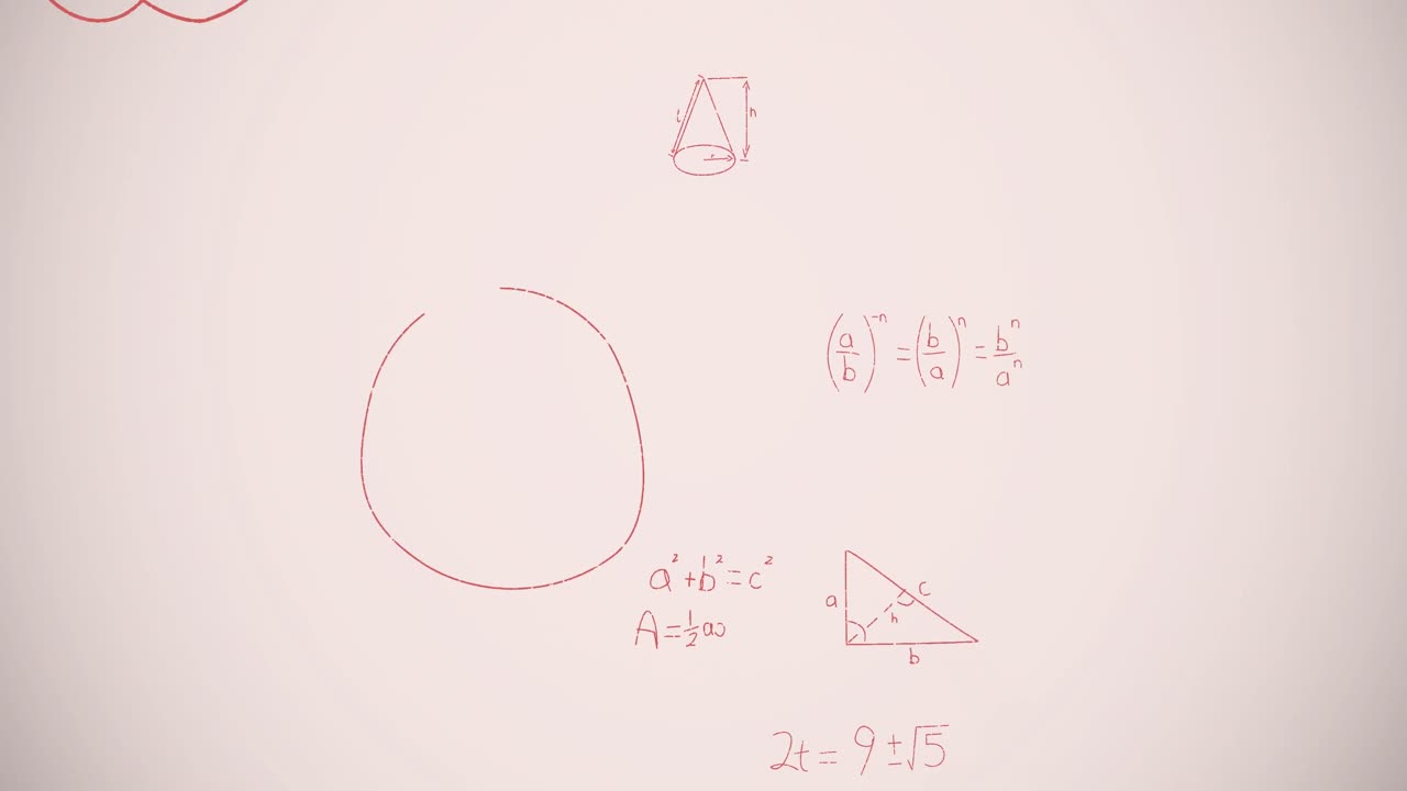 animación de ecuaciones matemáticas sobre un fondo blanco