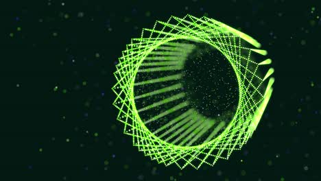 abstract glow green particles form 3d object. vj loop as bg of virtual digital space. particles form holoram shape as concept of big data, network or vr space. sci-fi motion design bg.