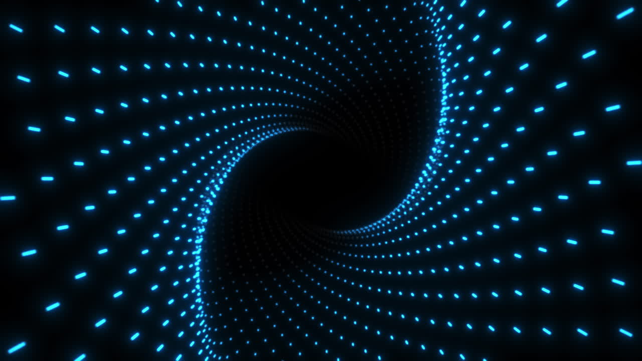 Abstract Glowing Blue Spiral Tunnel