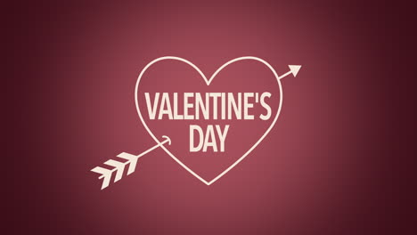 Primer-Plano-Animado-Texto-Del-Día-De-San-Valentín-Y-Corazón-En-Movimiento-Con-Flecha-En-El-Fondo-Del-Día-De-San-Valentín