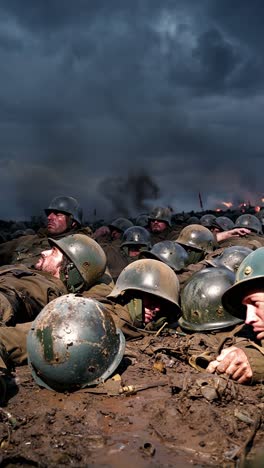 world war soldiers resting in trenches