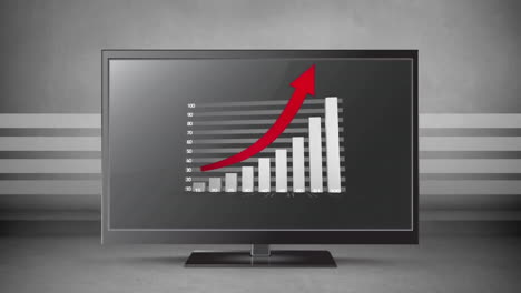 animación del procesamiento de datos y diagrama en la pantalla de la computadora
