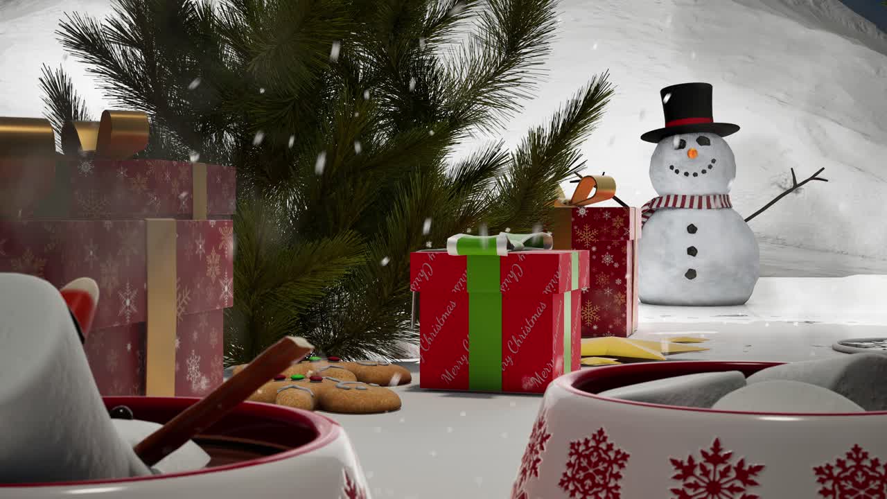 Christmas And New Year Background With Decorations And Present