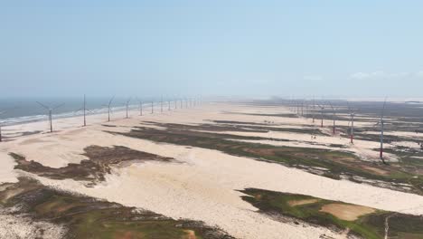 The Delta do Parnaíba wind power plant onshore wind farm located in Piaui, Drone shot