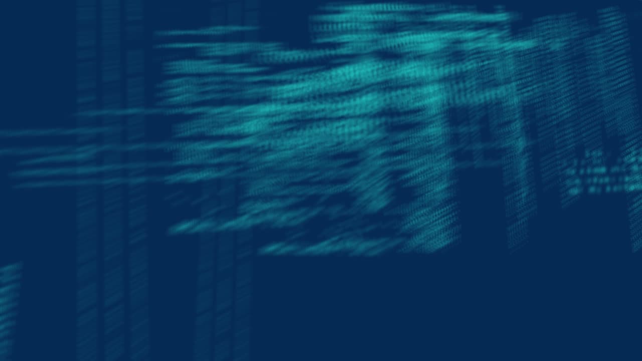 Animation of data processing on navy background