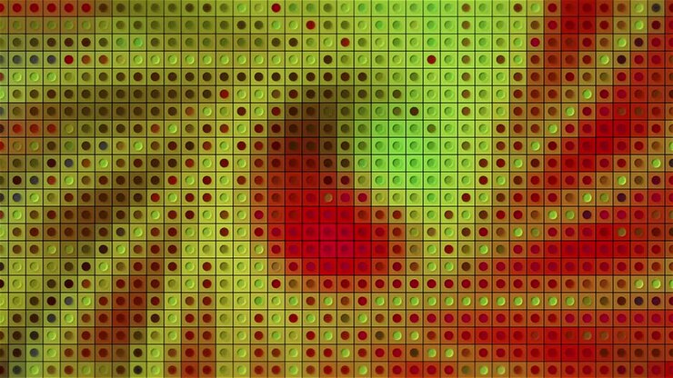 Abstract Geometric Pattern with Colorful Squares and Circles