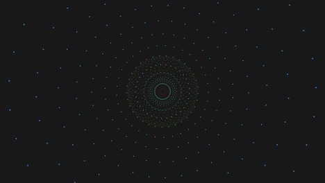 neon connected dots and lines in circles on dark space