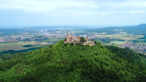 Hohenzollern-Castle,-Germany.-Aerial-FPV-drone-flights.