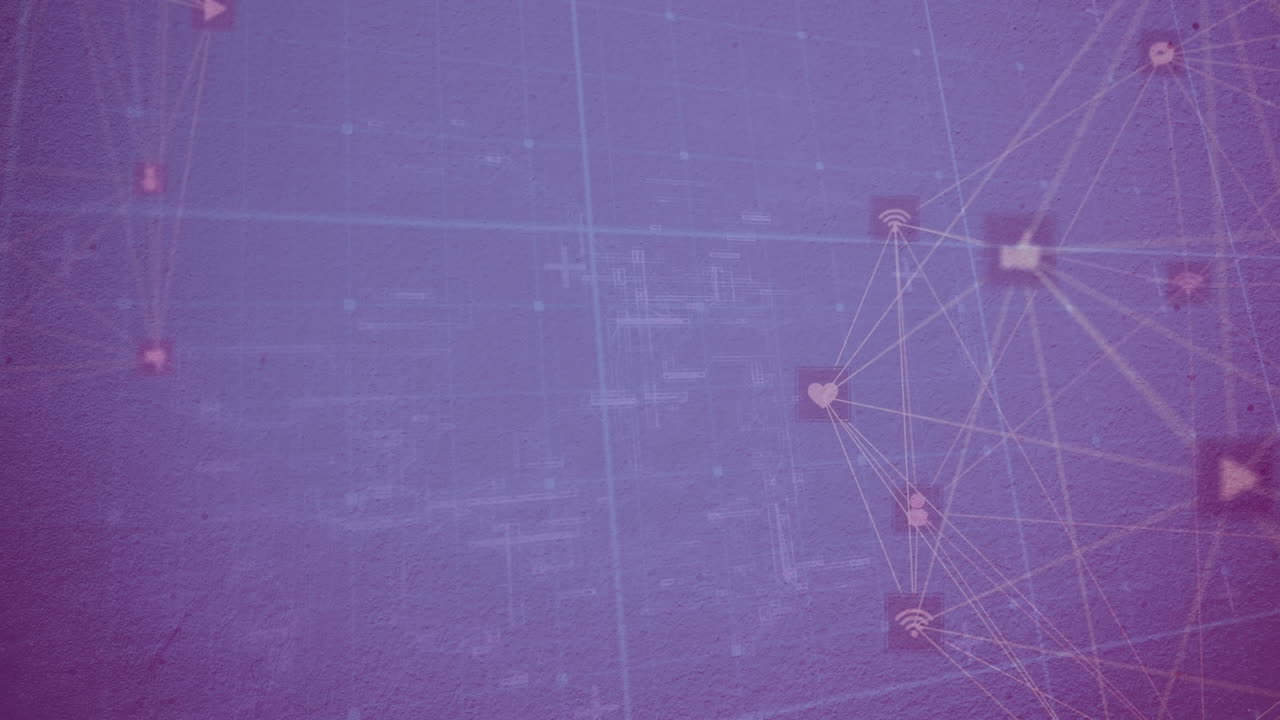 animación de formas verdes sobre redes de conexiones con íconos en fondo negro