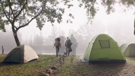 Camping,-hiking-and-couple-in-nature-walking