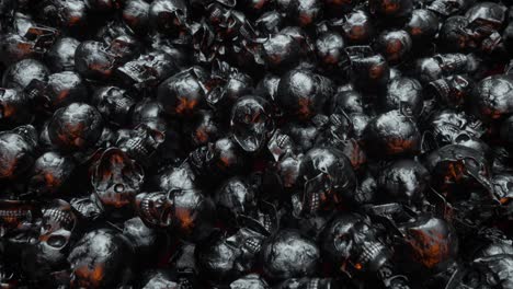 una cámara se extiende sobre una pila interminable de cráneos humanos