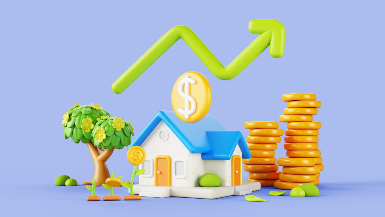 Cartoon House with Growing Value
