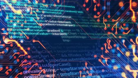 animazione dell'elaborazione dei dati su sfondo blu